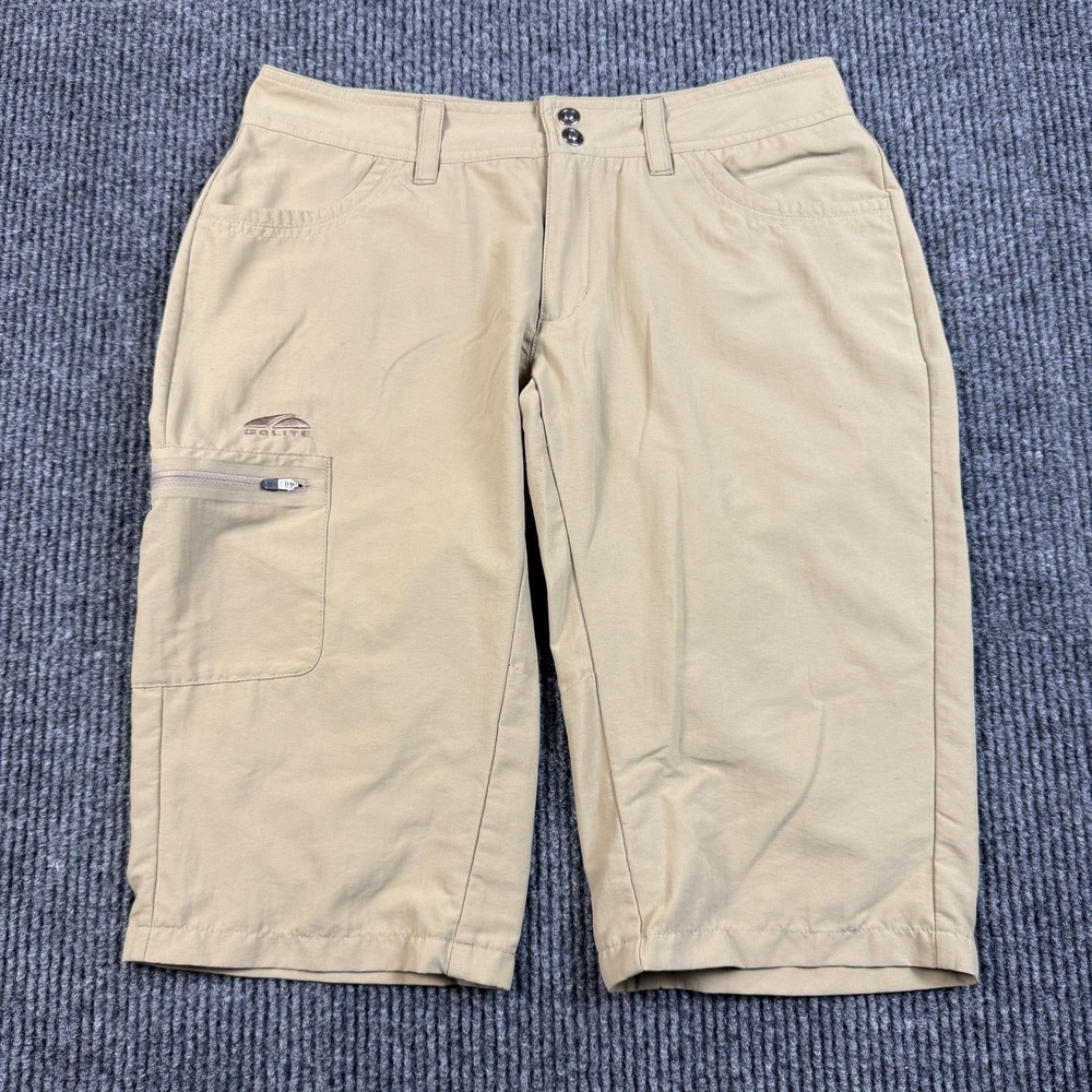 GoLite Womens Size Medium Khaki Tan Hiking Shorts Nylon Cargo Outdoor Trail‎